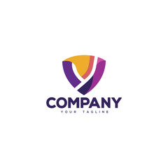 Creative logo design depicting a colorful shield. 