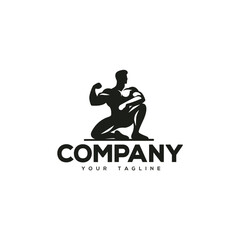 Creative logo design depicting a strong muscular man. 