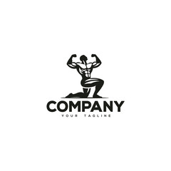 Creative logo design depicting a strong muscular man. 
