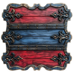 Decorative wooden sign die cut PNG style isolated on white and transparent background