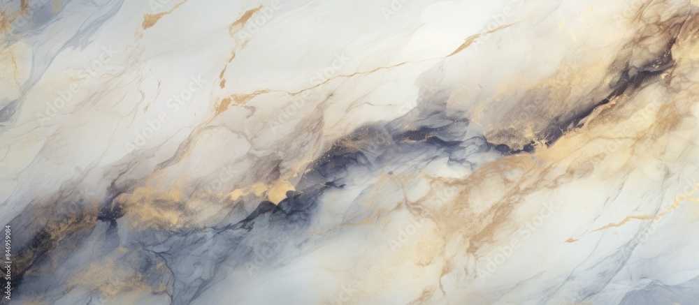 Aufkleber close-up view of a luxurious marble surface featuring a sophisticated gold and white design, perfect