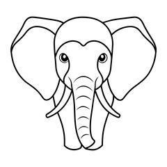 Elephant Vector Illustration Line Art -  Elephant  Line Art Silhouette, Animal Coloring Book Page For Kids. Elephant Black And White Vector Illustration Line Art For Kids Coloring Book.