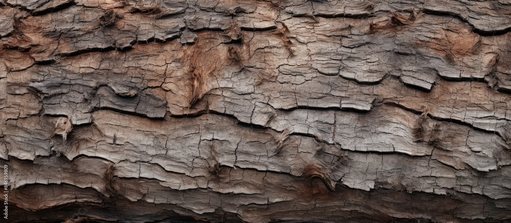 Poster Close-up view revealing the intricate and varied texture of the rough tree bark surface. with copy space image. Place for adding text or design
