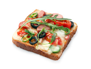 One tasty pizza toast isolated on white