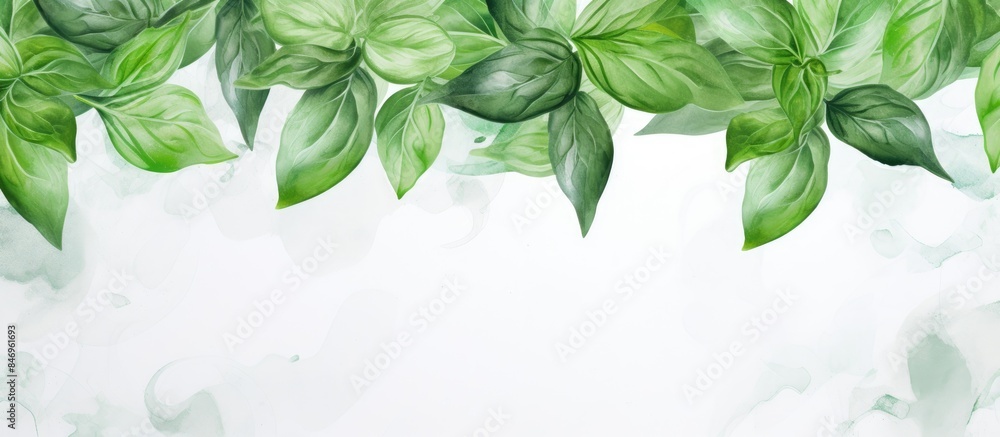 Aufkleber painting of a plant with lush green leaves depicted in an artistic style, with intricate details and