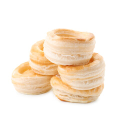 Delicious fresh puff pastry isolated on white