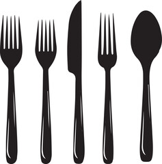 fork knife and spoon silhouette