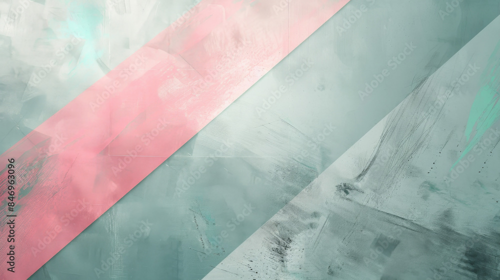Aufkleber abstract design featuring a pale gray background with a few intersecting light pink and mint green l