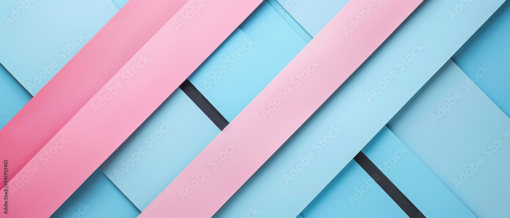 Aufkleber clean and simple design with intersecting thin black and soft pink diagonal lines on a pale blue bac