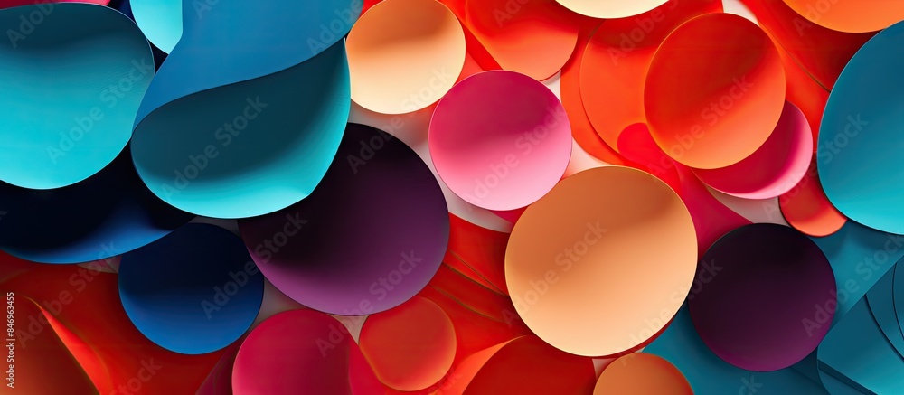 Aufkleber Colorful round paper pieces creating an abstract background, close-up shot. with copy space image. Place for adding text or design