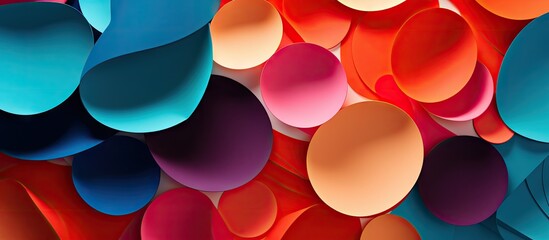 Colorful round paper pieces creating an abstract background, close-up shot. with copy space image. Place for adding text or design