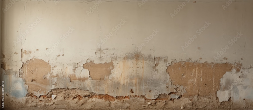 Poster deteriorated wall in room with peeling paint around a window, needing plaster repair next to interna