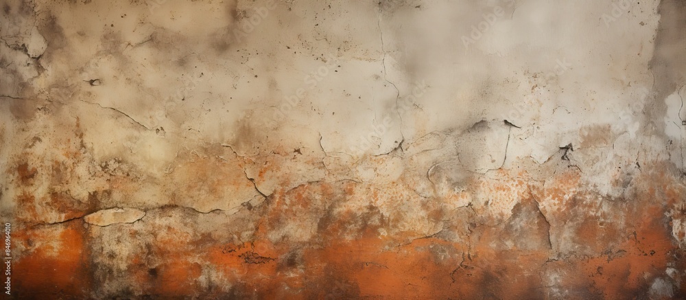 Aufkleber A textured old wall with a weathered surface and a bird resting on it. with copy space image. Place for adding text or design