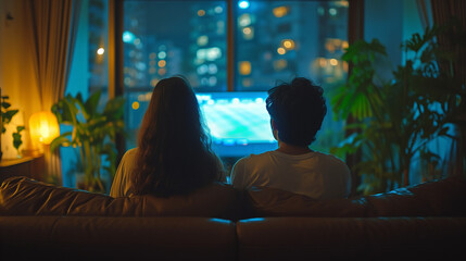 Indian couple watching TV