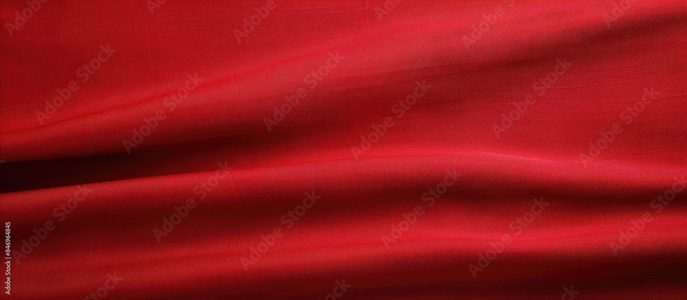 Poster Macro shot showing detailed texture of vibrant red cloth on a contrasting black background. with copy space image. Place for adding text or design