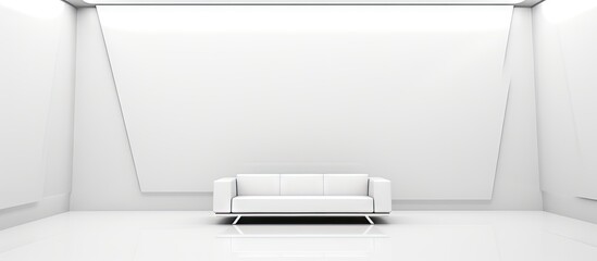 White sofa positioned in a room illuminated by a skylight, creating a bright and airy atmosphere. with copy space image. Place for adding text or design