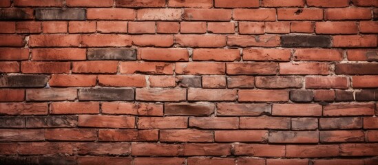 Obraz premium Red brick wall set against a dark background for a striking contrast. with copy space image. Place for adding text or design