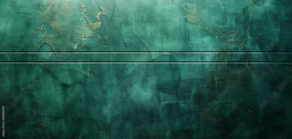 Poster elegant minimalist background with horizontal thin platinum lines on a deep emerald green canvas