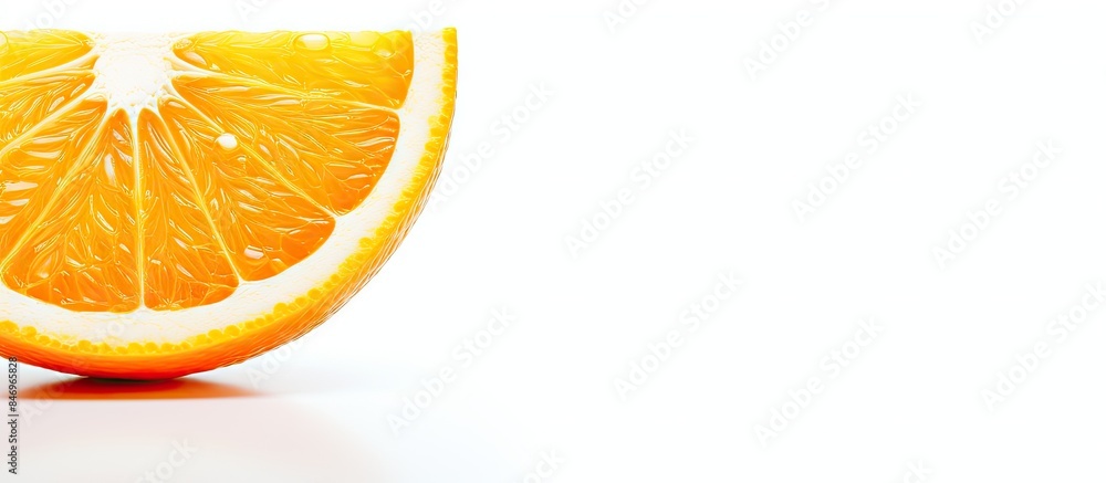 Leinwandbilder half of an orange resting on a flat surface, with its juicy pulp exposed and vibrant color. with cop