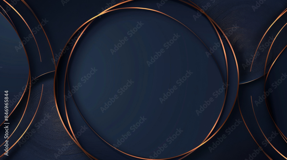 Poster elegant minimalist design featuring thin intersecting rose gold lines on a deep navy background
