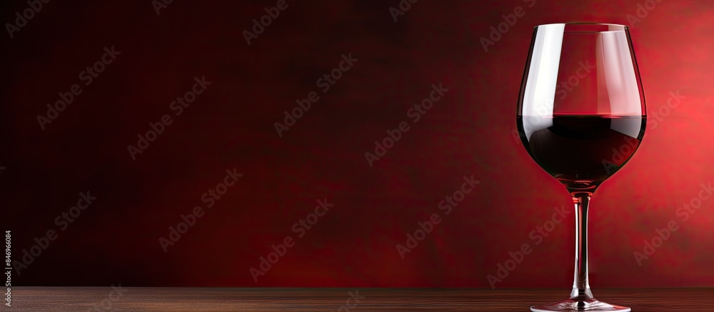 Aufkleber Elegant glass filled with red wine resting on a table surface. with copy space image. Place for adding text or design