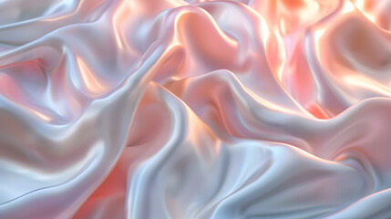 Obraz premium Wavy, flowing fabric with a soft, luxurious texture in shades of pink, purple, and blue creates a dreamlike abstract background