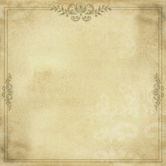 Vintage floral frame on watercolor paper for scrapbooking. Olive green background. Hand-drawn watercolor illustration.