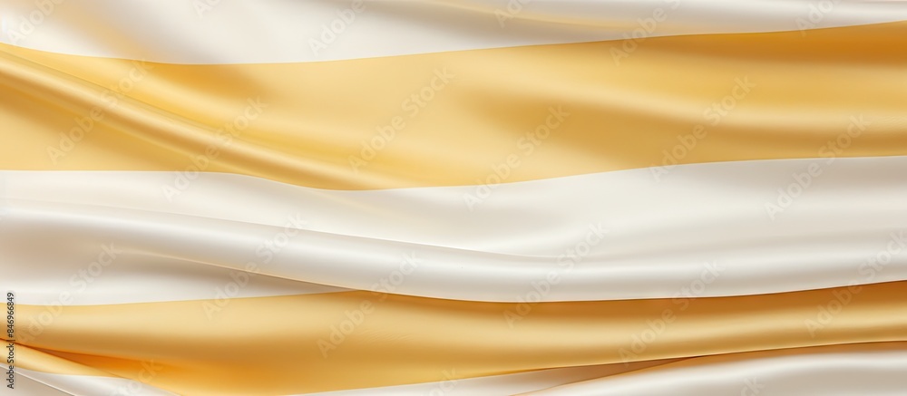 Aufkleber Close-up of a patterned textile with yellow and white stripes, showcasing a textured background design. with copy space image. Place for adding text or design