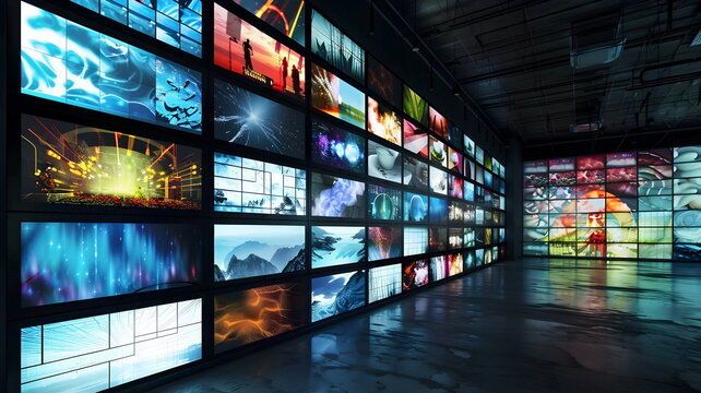 multiple screens displaying various images