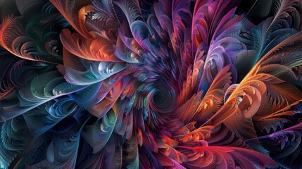 Vibrant abstract fractal artwork with swirling colorful patterns and intricate details, perfect for creative design projects and digital art backgrounds.