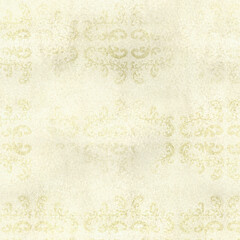 Seamless vintage pattern with grunge texture. Hand-drawn watercolor illustration. Ornamental pattern for scrapbooking paper. Pale olive green