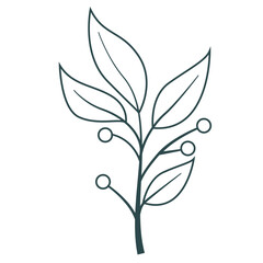 Foliage Single Green Leaf Plant Outline, Vector Design Element Tropical Leaves