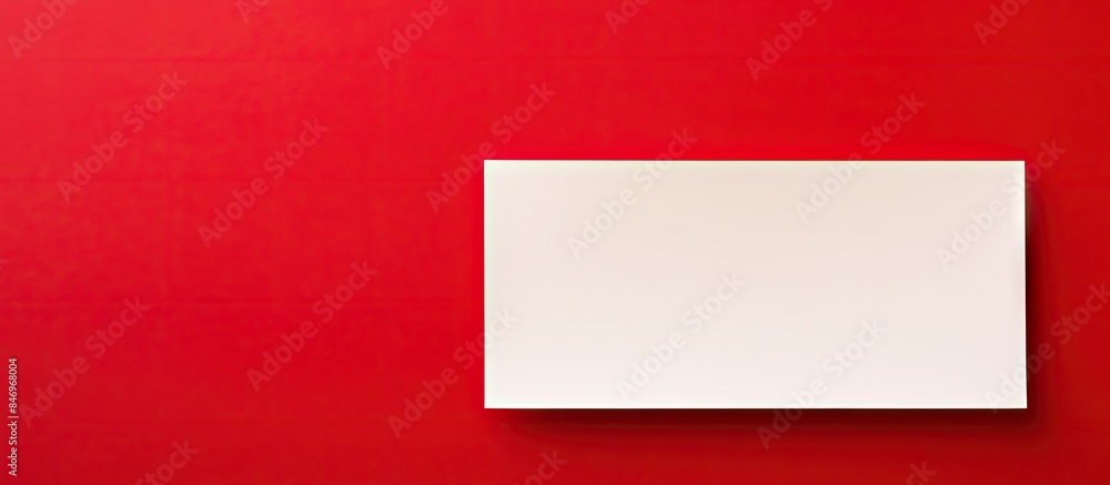 Poster A blank white square displayed against a vibrant red backdrop, ideal for simple messages or designs. with copy space image. Place for adding text or design