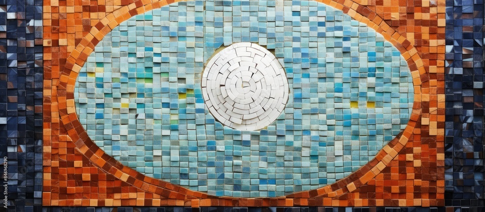 Aufkleber Circular medallion design on a mosaic tile adds artistic touch to the unique square harmony earth sign. with copy space image. Place for adding text or design