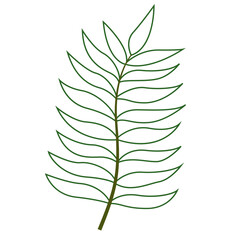 Greenery Tropical Leaf Plant Outline, Decorative Element Design 