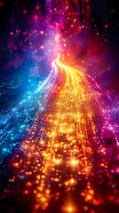 Naklejka premium An abstract painting of a colorful light trail