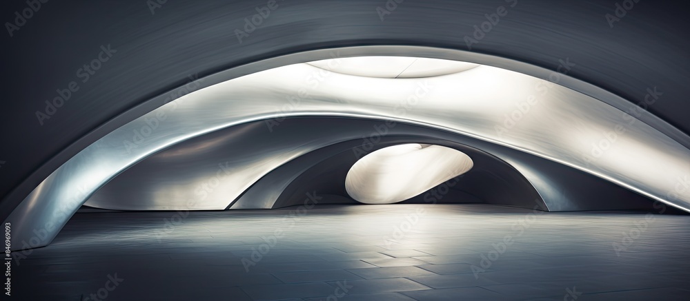 Aufkleber Sunlight filtering through a curved metal structure that has a contemporary design. with copy space image. Place for adding text or design