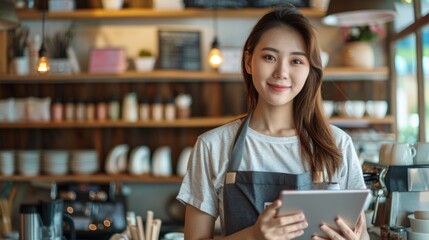 Fototapeta premium A woman in a white shirt