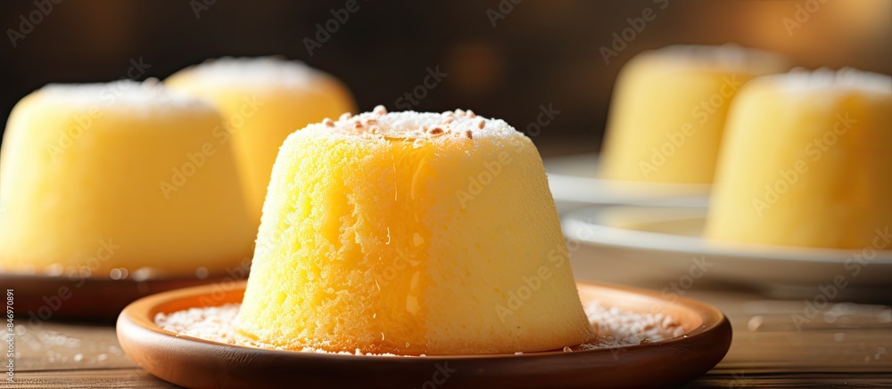 Poster assorted small treats displayed on a plate on a table, showcasing a sweet selection of desserts. wit