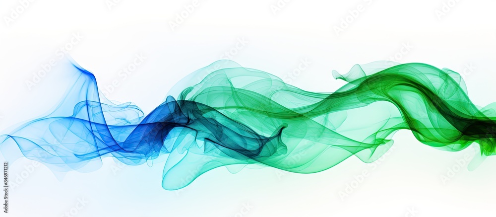 Aufkleber Smoke swirling in the air against a clean white backdrop, creating an abstract and artistic effect. with copy space image. Place for adding text or design