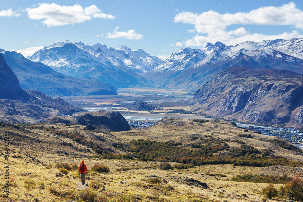 Wall mural hike in patagonia