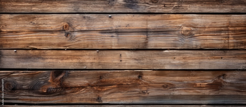 Poster Close-up view of a rustic textured background made of old wooden vertical boards. with copy space image. Place for adding text or design