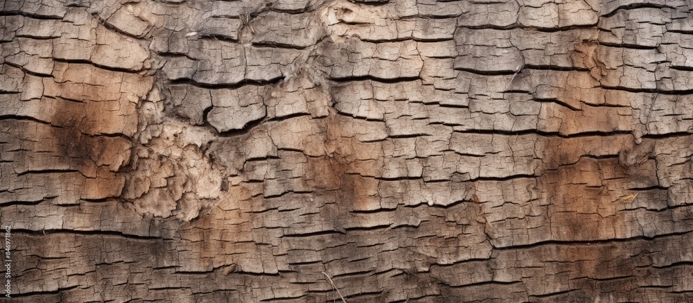 Aufkleber Close-up view showcasing the rough and textured surface of a tree trunk. with copy space image. Place for adding text or design