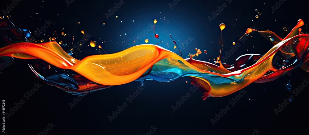 Aufkleber An up-close view of a liquid wave against a black background, creating a dynamic and abstract visual effect. with copy space image. Place for adding text or design
