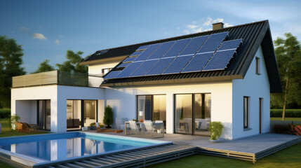 Modern House with swimming Pool and Solar Panels