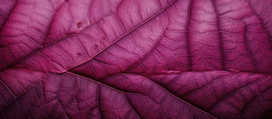 Close-up view of a textured purple leaf against a dark black background. with copy space image. Place for adding text or design