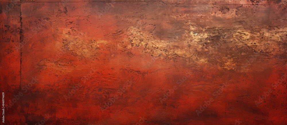 Aufkleber Rusty metal texture against a red background, showcasing oxidation and decay. with copy space image. Place for adding text or design