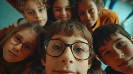 Group of kids wearing eyeglasses posing together