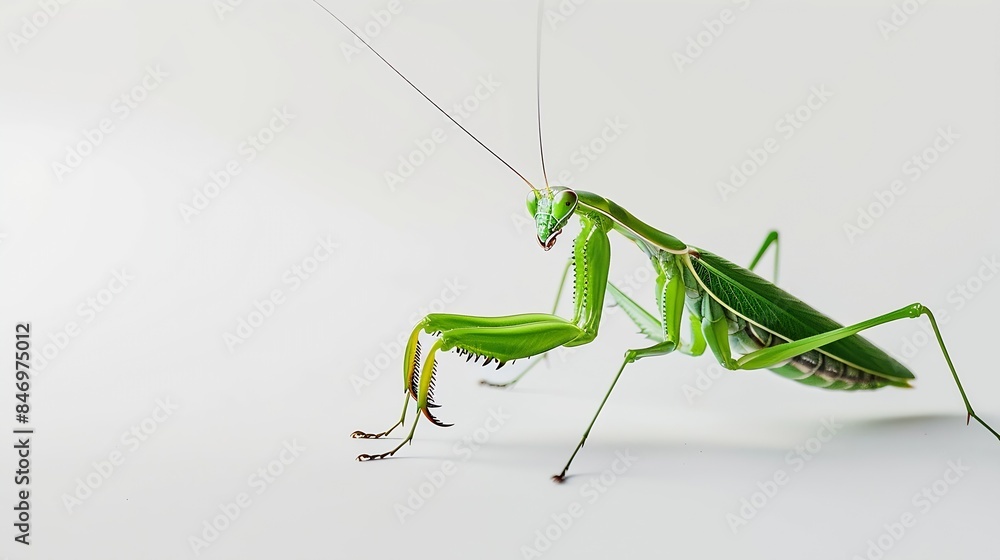 Poster mantis green isolated on white background : generative ai
