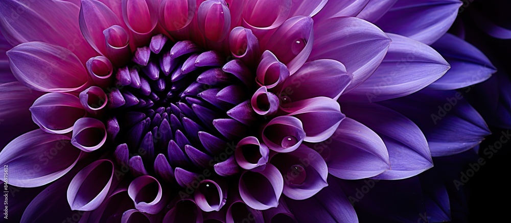 Poster close-up shot of a purple flower against a dark background, highlighting intricate details. with cop